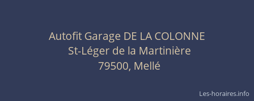 Autofit Garage DE LA COLONNE