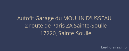 Autofit Garage du MOULIN D'USSEAU