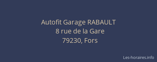 Autofit Garage RABAULT