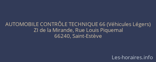 AUTOMOBILE CONTRÔLE TECHNIQUE 66 (Véhicules Légers)