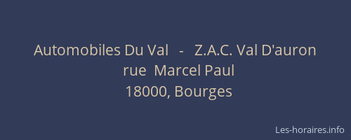 Automobiles Du Val   -   Z.A.C. Val D'auron