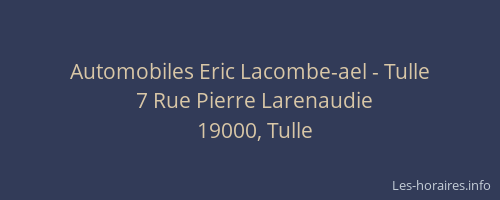 Automobiles Eric Lacombe-ael - Tulle