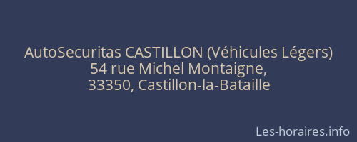 AutoSecuritas CASTILLON (Véhicules Légers)