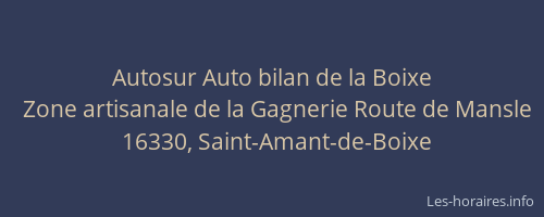 Autosur Auto bilan de la Boixe