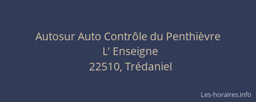 Autosur Auto Contr&ocirc;le du Penthi&egrave;vre