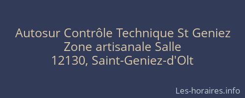 Autosur Contrôle Technique St Geniez