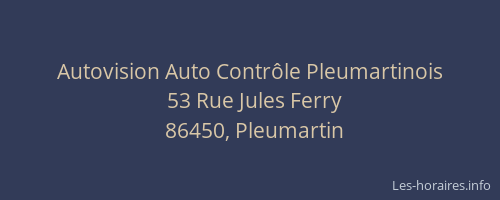 Autovision Auto Contr&ocirc;le Pleumartinois