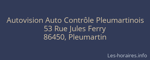 Autovision Auto Contrôle Pleumartinois