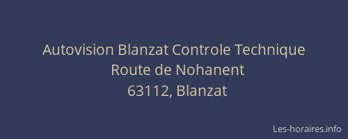 Autovision Blanzat Controle Technique