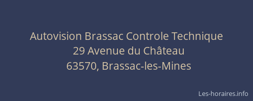Autovision Brassac Controle Technique