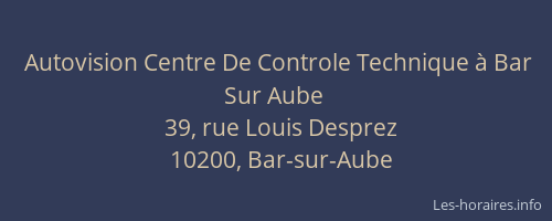Autovision Centre De Controle Technique à Bar Sur Aube