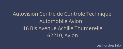 Autovision Centre de Controle Technique Automobile Avion