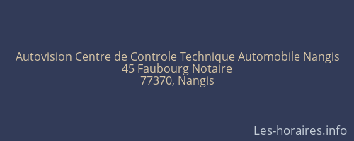 Autovision Centre de Controle Technique Automobile Nangis