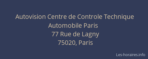 Autovision Centre de Controle Technique Automobile Paris