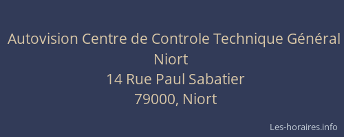 Autovision Centre de Controle Technique Général Niort