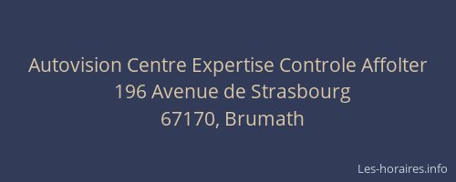 Autovision Centre Expertise Controle Affolter