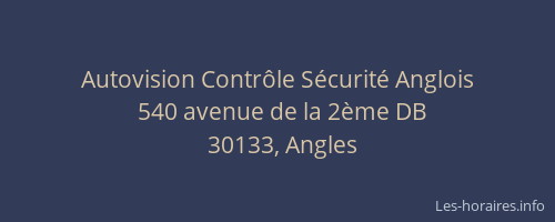 Autovision Contr&ocirc;le S&eacute;curit&eacute; Anglois