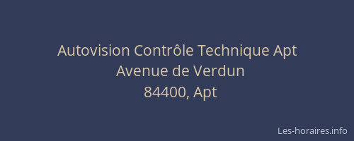 Autovision Contr&ocirc;le Technique Apt