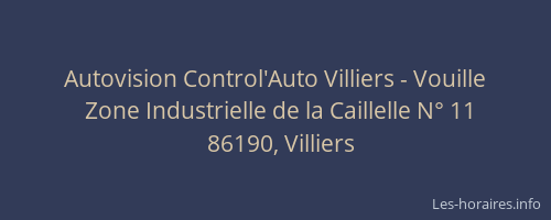 Autovision Control'Auto Villiers - Vouille