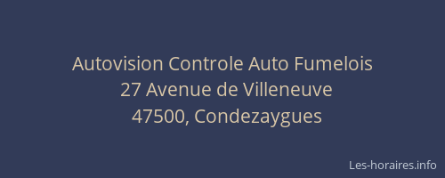 Autovision Controle Auto Fumelois