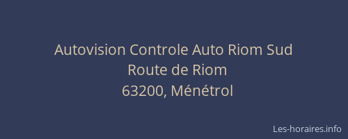 Autovision Controle Auto Riom Sud