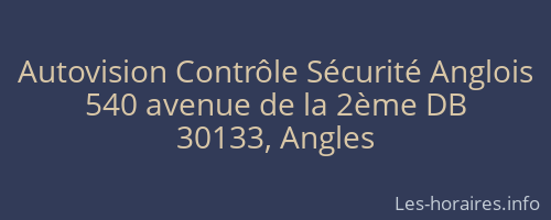 Autovision Contrôle Sécurité Anglois