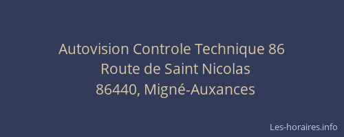 Autovision Controle Technique 86