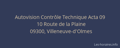 Autovision Contrôle Technique Acta 09