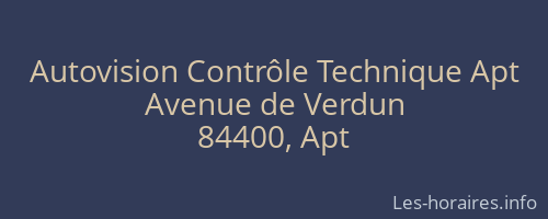 Autovision Contrôle Technique Apt