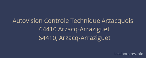 Autovision Controle Technique Arzacquois