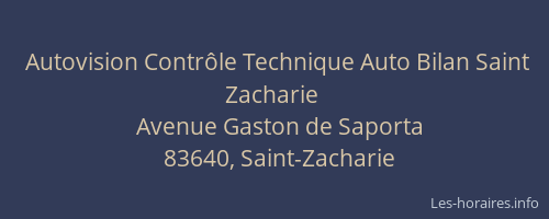 Autovision Contrôle Technique Auto Bilan Saint Zacharie