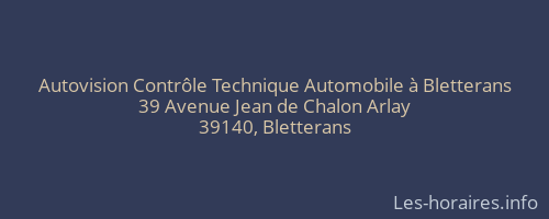 Autovision Contrôle Technique Automobile à Bletterans