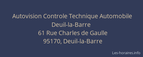 Autovision Controle Technique Automobile Deuil-la-Barre