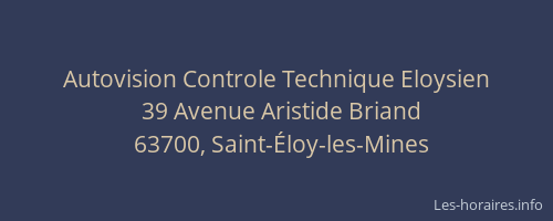 Autovision Controle Technique Eloysien