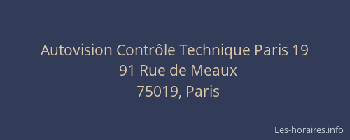 Autovision Contrôle Technique Paris 19