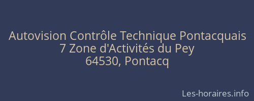 Autovision Contrôle Technique Pontacquais