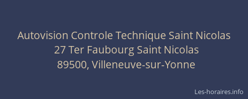 Autovision Controle Technique Saint Nicolas
