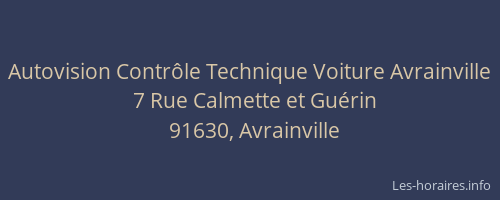 Autovision Contrôle Technique Voiture Avrainville