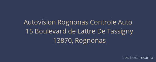 Autovision Rognonas Controle Auto