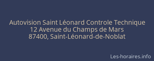 Autovision Saint Léonard Controle Technique