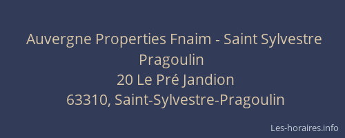 Auvergne Properties Fnaim - Saint Sylvestre Pragoulin