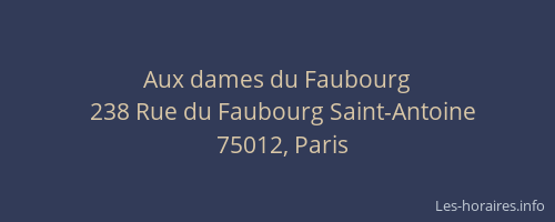 Aux dames du Faubourg