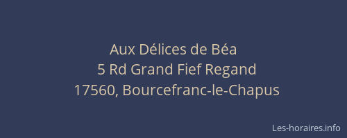 Aux D&eacute;lices de B&eacute;a