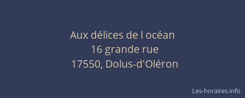 Aux d&eacute;lices de l oc&eacute;an
