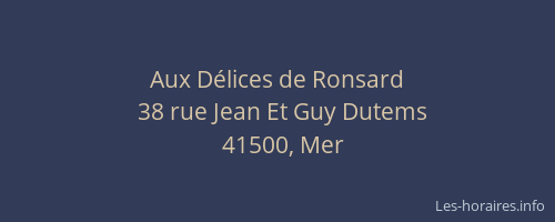 Aux D&eacute;lices de Ronsard