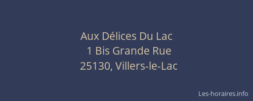 Aux D&eacute;lices Du Lac