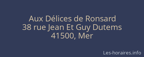 Aux Délices de Ronsard