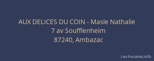 AUX DELICES DU COIN - Masle Nathalie