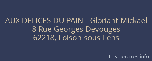 AUX DELICES DU PAIN - Gloriant Mickaël