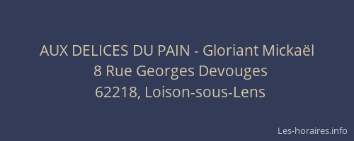 AUX DELICES DU PAIN - Gloriant Micka&euml;l